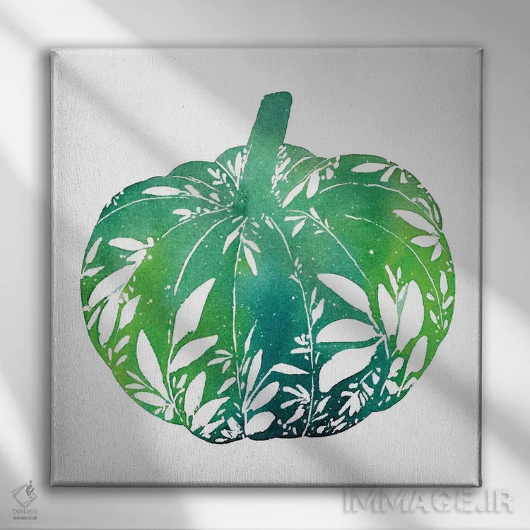 تابلو کدو سبز برگدار اثر کریتیو اینگرید - نمای روبهرو روی دیوار