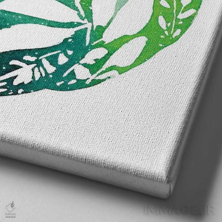 تابلو کدو سبز برگدار اثر کریتیو اینگرید - نمای نزدیک بافت بوم