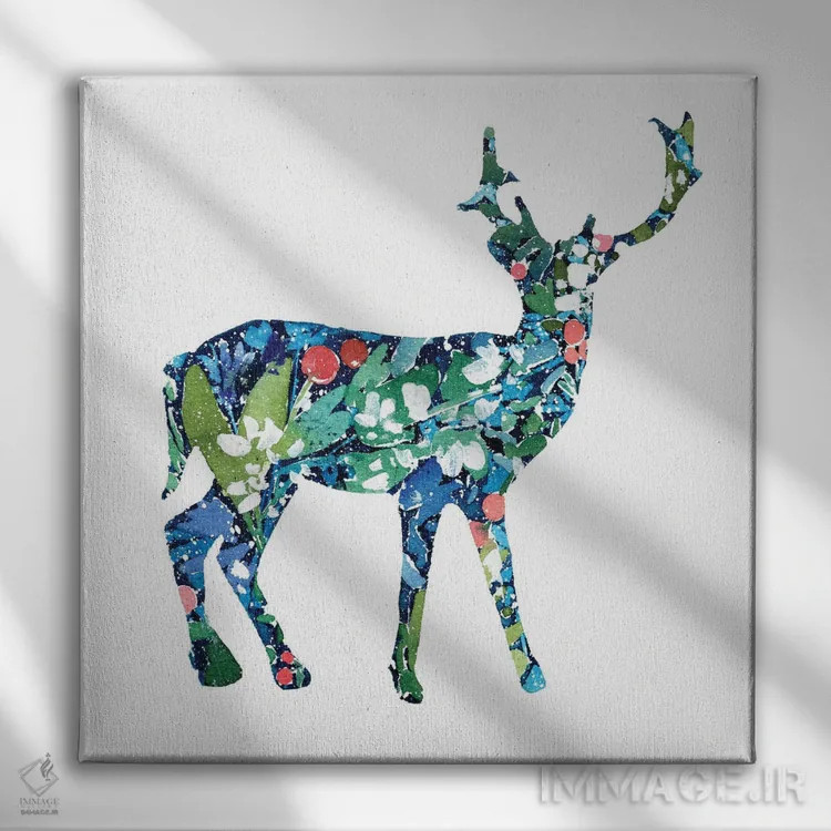 تابلو گوزن کریسمس اثر کریتیو اینگرید - نمای روبهرو روی دیوار