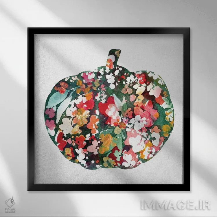 تابلو کدو حلوایی پاییزی اثر کریتیو اینگرید - نمای قابدار مشکی