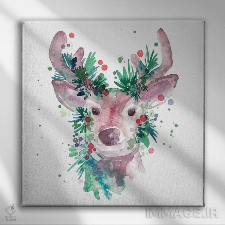 تابلو گوزن همیشهسبز اثر کریتیو اینگرید - نمای روبهرو روی دیوار