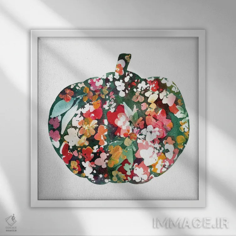تابلو کدو حلوایی پاییزی اثر کریتیو اینگرید - نمای قابدار سفید
