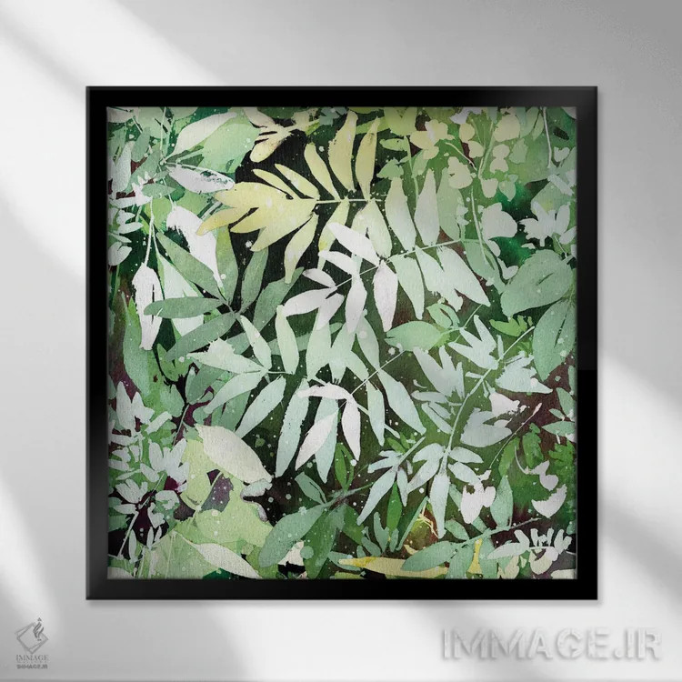 تابلو الگوی باغ سبز اثر کریتیو اینگرید - نمای قابدار مشکی