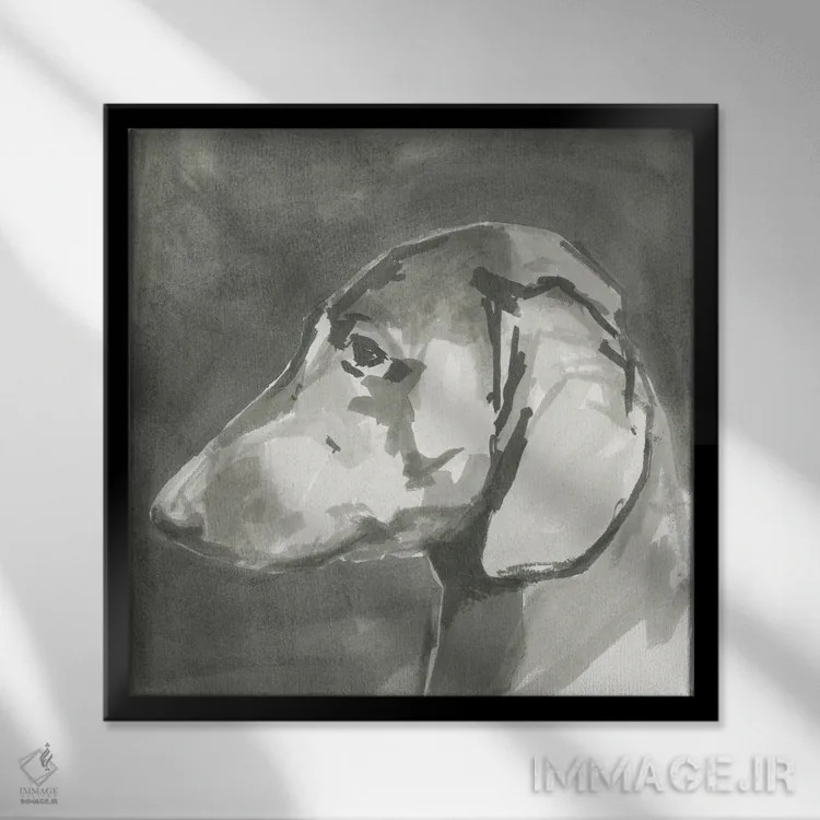 تابلو سگ مدرن بسیار خنثی II اثر کارتیسی - نمای قابدار مشکی