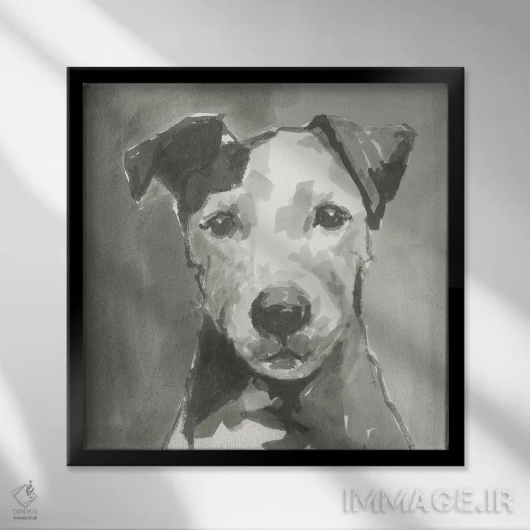 تابلو سگ مدرن بسیار خنثی VI اثر کارتیسی - نمای قابدار مشکی