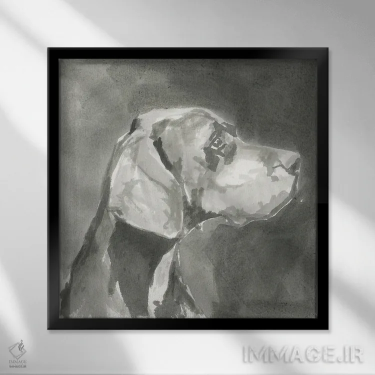 تابلو سگ مدرن بسیار خنثی IV اثر کارتیسی - نمای قابدار مشکی