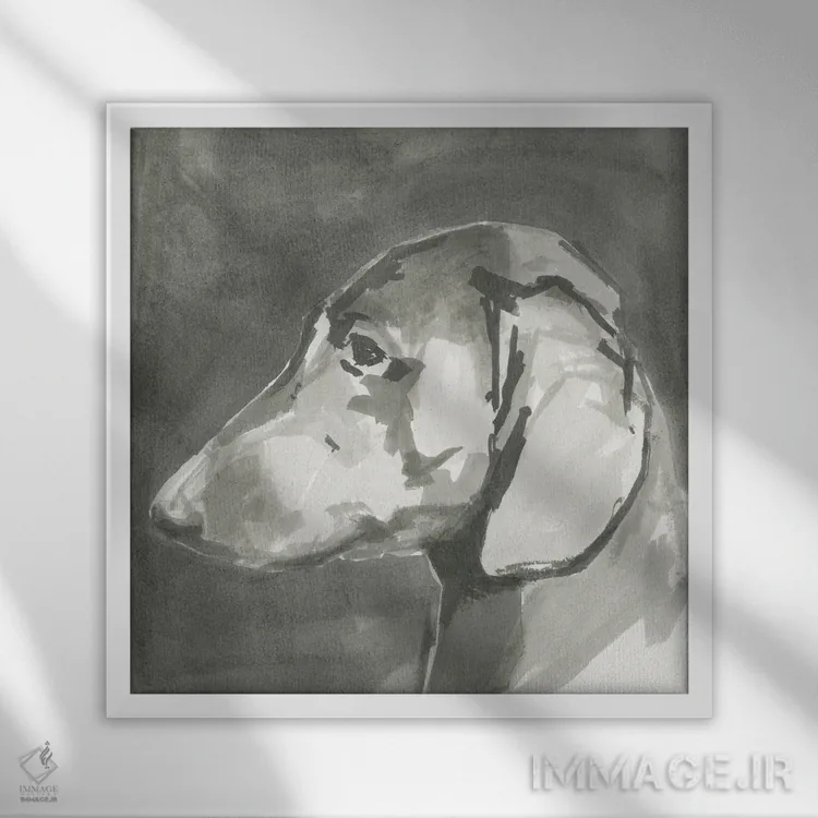 تابلو سگ مدرن بسیار خنثی II اثر کارتیسی - نمای قابدار سفید