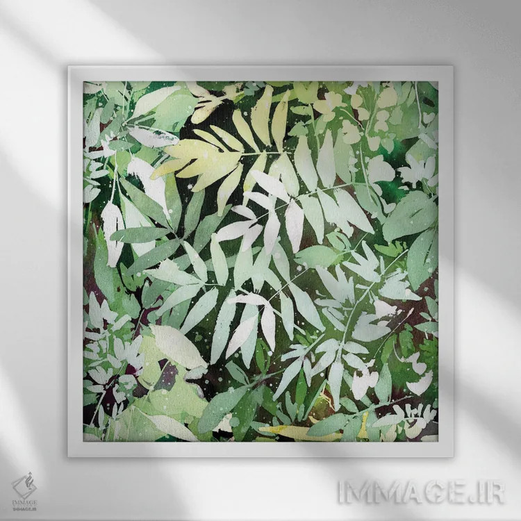 تابلو الگوی باغ سبز اثر کریتیو اینگرید - نمای قابدار سفید