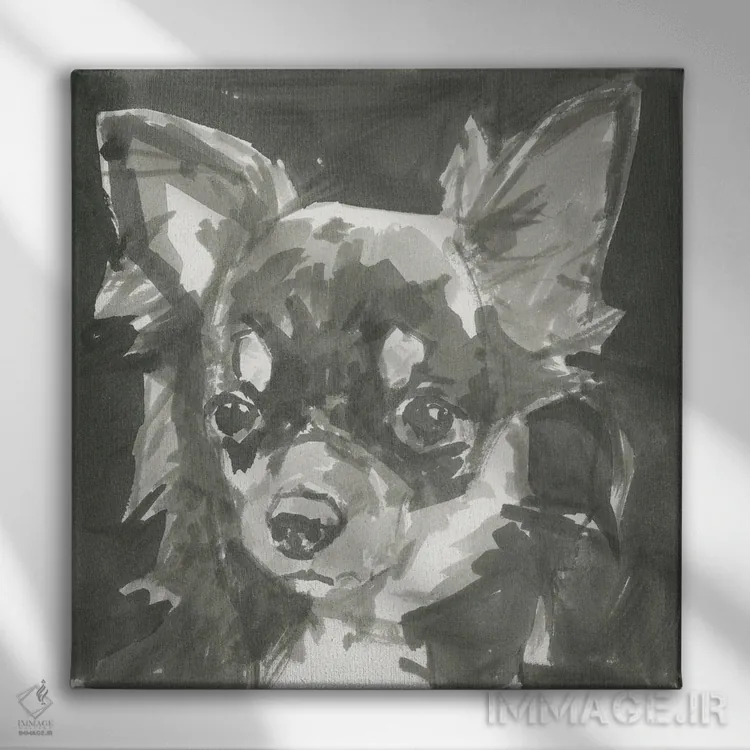 تابلو سگ مدرن بسیار خنثی XI اثر کارتیسی - نمای روبهرو روی دیوار