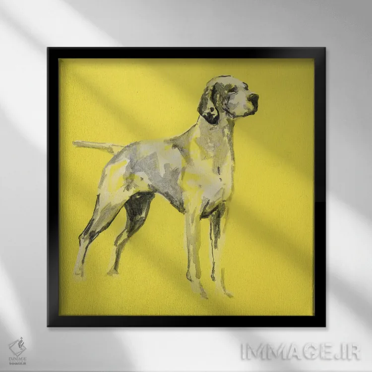 تابلو سگ مدرن بسیار پاپ I اثر کارتیسی - نمای قابدار مشکی