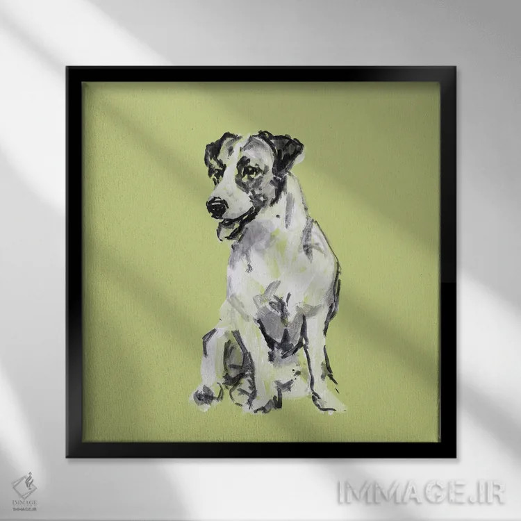 تابلو سگ مدرن بسیار پاپ III اثر کارتیسی - نمای قابدار مشکی