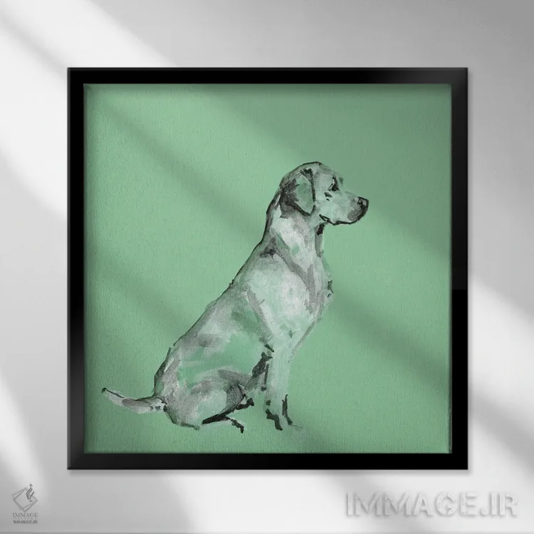 تابلو سگ مدرن بسیار پاپ V اثر کارتیسی - نمای قابدار مشکی