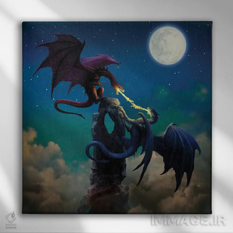 تابلو شمشیرهای آتشین اثر سیروئلو - نمای روبهرو روی دیوار