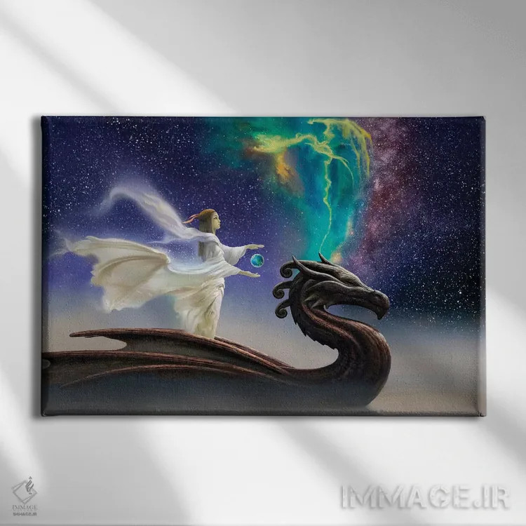 تابلو اژدهای کیهانی اثر سیروئلو - نمای روبهرو روی دیوار