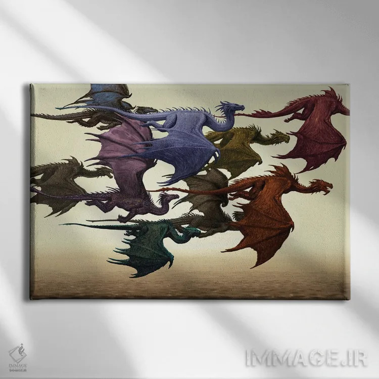 تابلو گلهای از اژدهایان اثر سیروئلو - نمای روبهرو روی دیوار