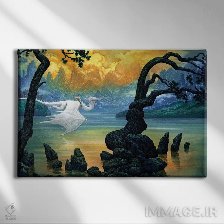تابلو دریاچهٔ فانتزی اثر سیروئلو - نمای روبهرو روی دیوار