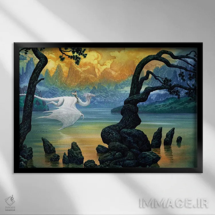 تابلو دریاچهٔ فانتزی اثر سیروئلو - نمای قابدار مشکی