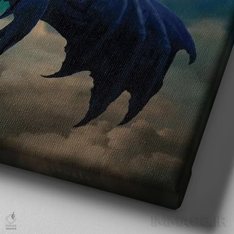 تابلو شمشیرهای آتشین اثر سیروئلو - نمای نزدیک بافت بوم