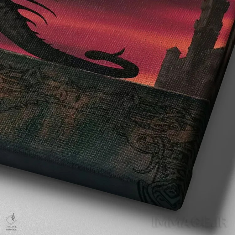 تابلو ارباب اژدها اثر سیروئلو - نمای نزدیک بافت بوم