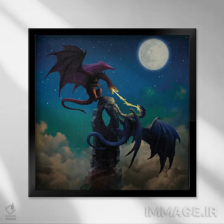 تابلو شمشیرهای آتشین اثر سیروئلو - نمای قابدار مشکی