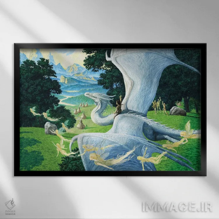 تابلو پرواز پریان اثر سیروئلو - نمای قابدار مشکی