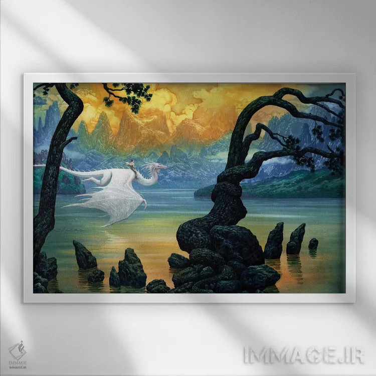 تابلو دریاچهٔ فانتزی اثر سیروئلو - نمای قابدار سفید
