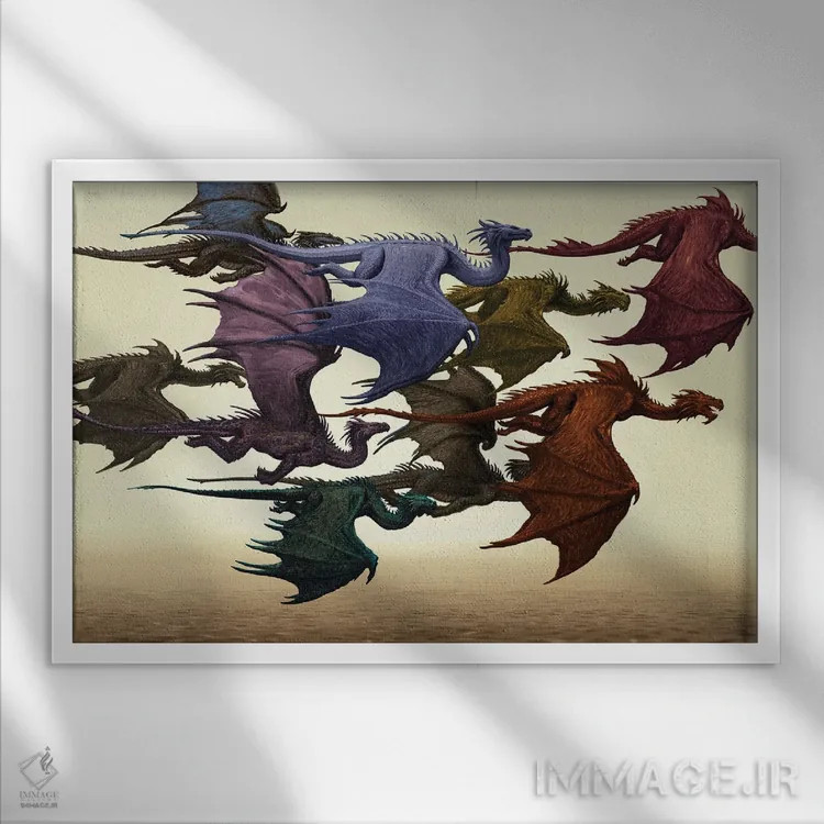 تابلو گلهای از اژدهایان اثر سیروئلو - نمای قابدار سفید