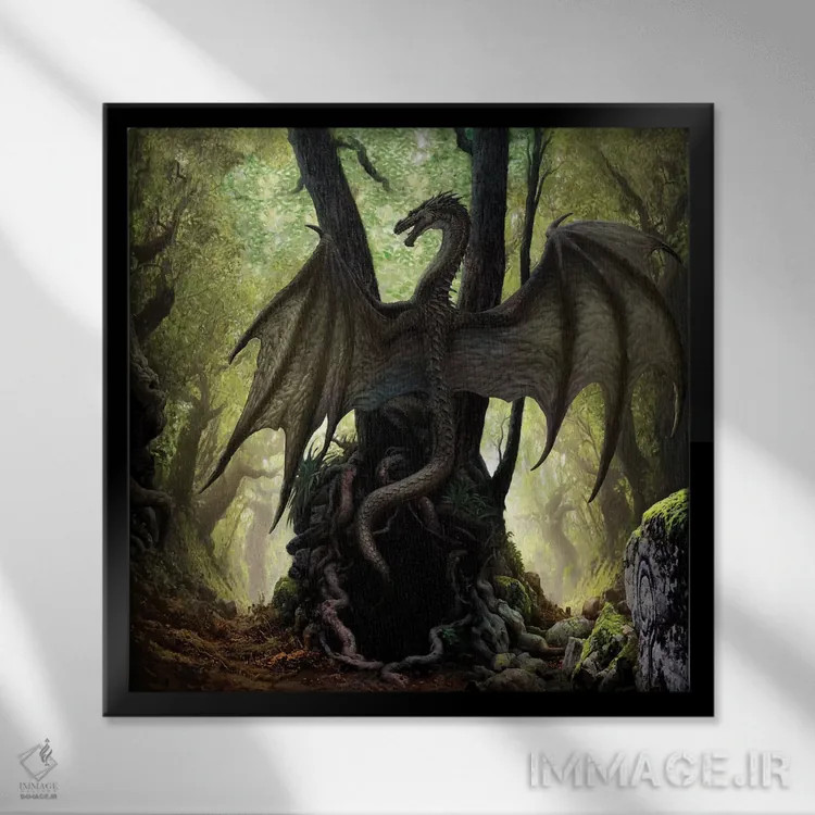 تابلو غار اژدها اثر سیروئلو - نمای قابدار مشکی