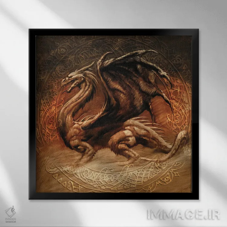 تابلو اژدها یک اثر سیروئلو - نمای قابدار مشکی