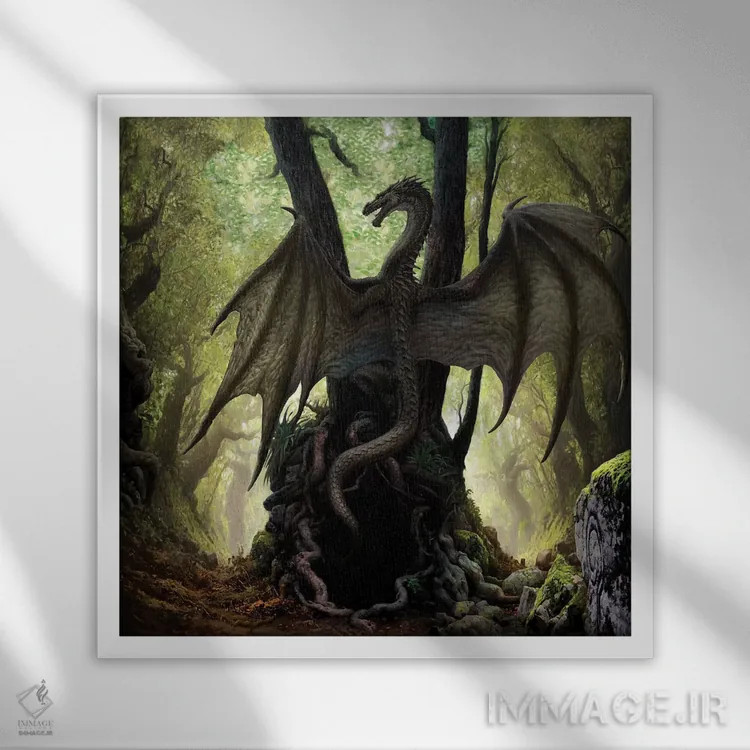 تابلو غار اژدها اثر سیروئلو - نمای قابدار سفید