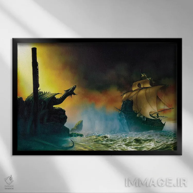 تابلو گالیون اثر سیروئلو - نمای قابدار مشکی