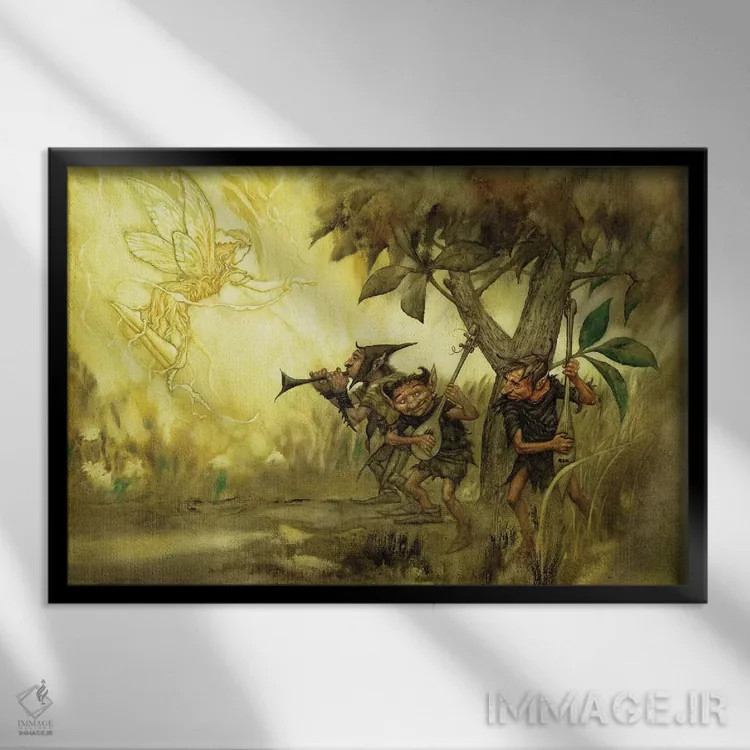تابلو گابلینها (اجنه افسانهای) اثر سیروئلو - نمای قابدار مشکی