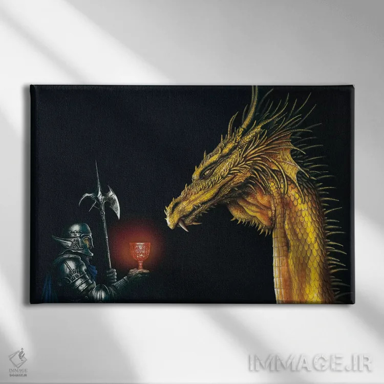 تابلو اژدهای طلایی اثر سیروئلو - نمای روبهرو روی دیوار