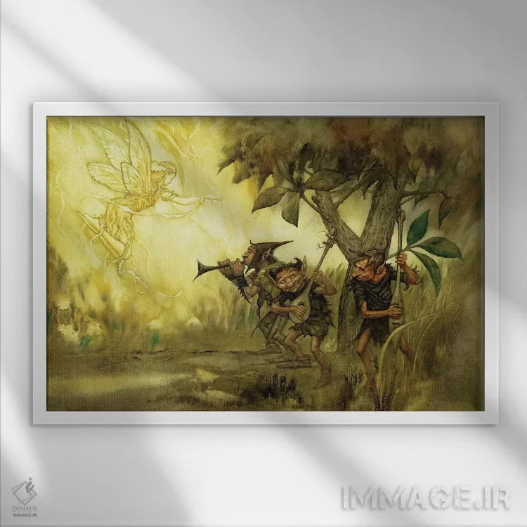 تابلو گابلینها (اجنه افسانهای) اثر سیروئلو - نمای قابدار سفید