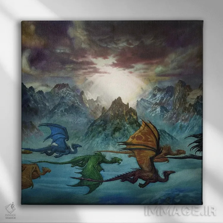 تابلو کوه اژدهایان اثر سیروئلو - نمای روبهرو روی دیوار
