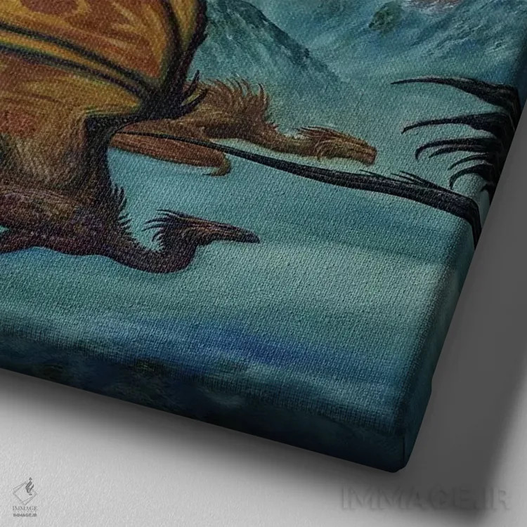 تابلو کوه اژدهایان اثر سیروئلو - نمای نزدیک بافت بوم