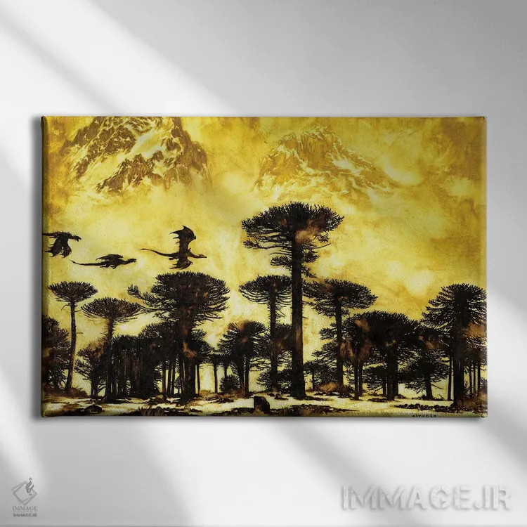 تابلو پرواز زرد اثر سیروئلو - نمای روبهرو روی دیوار