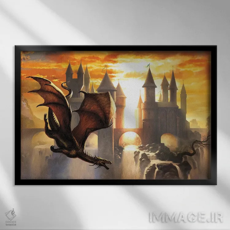 تابلو اژدهای غروب اثر سیروئلو - نمای قابدار مشکی