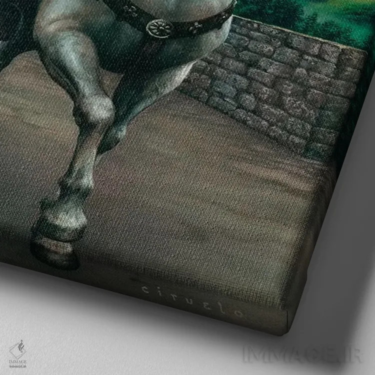 تابلو کماندار نیرومند اثر سیروئلو - نمای نزدیک بافت بوم