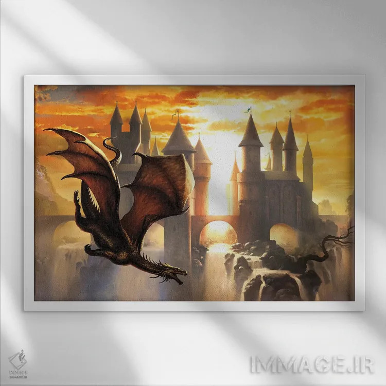 تابلو اژدهای غروب اثر سیروئلو - نمای قابدار سفید