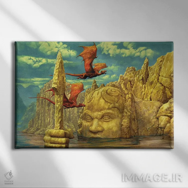 تابلو دریاچهٔ معبد اثر سیروئلو - نمای روبهرو روی دیوار