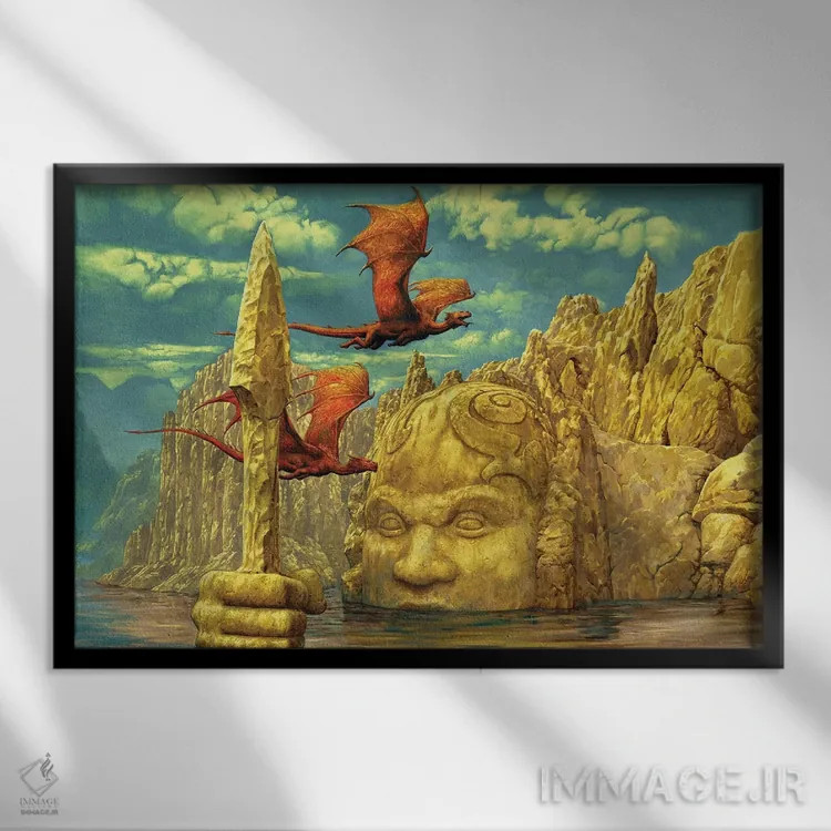 تابلو دریاچهٔ معبد اثر سیروئلو - نمای قابدار مشکی