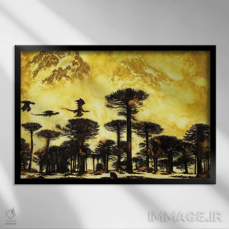 تابلو پرواز زرد اثر سیروئلو - نمای قابدار مشکی