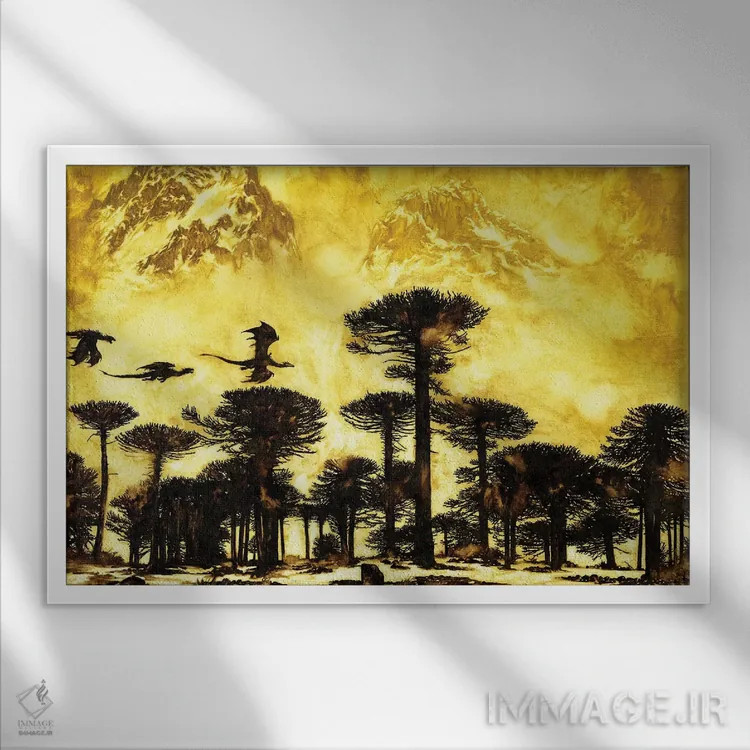 تابلو پرواز زرد اثر سیروئلو - نمای قابدار سفید