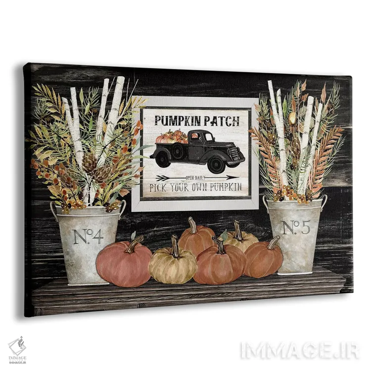 تابلو طبیعت بیجان وصله کدو حلوایی اثر سیندی جیکوبز - نمای پرسپکتیو محصول