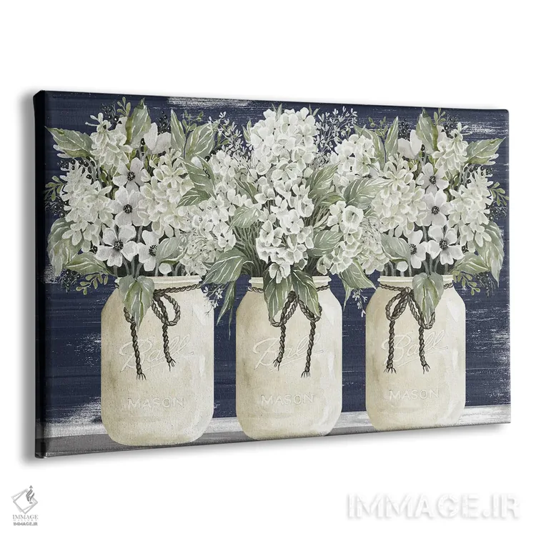 تابلو سهگانه گلهای سفید اثر سیندی جیکوبز - نمای پرسپکتیو محصول