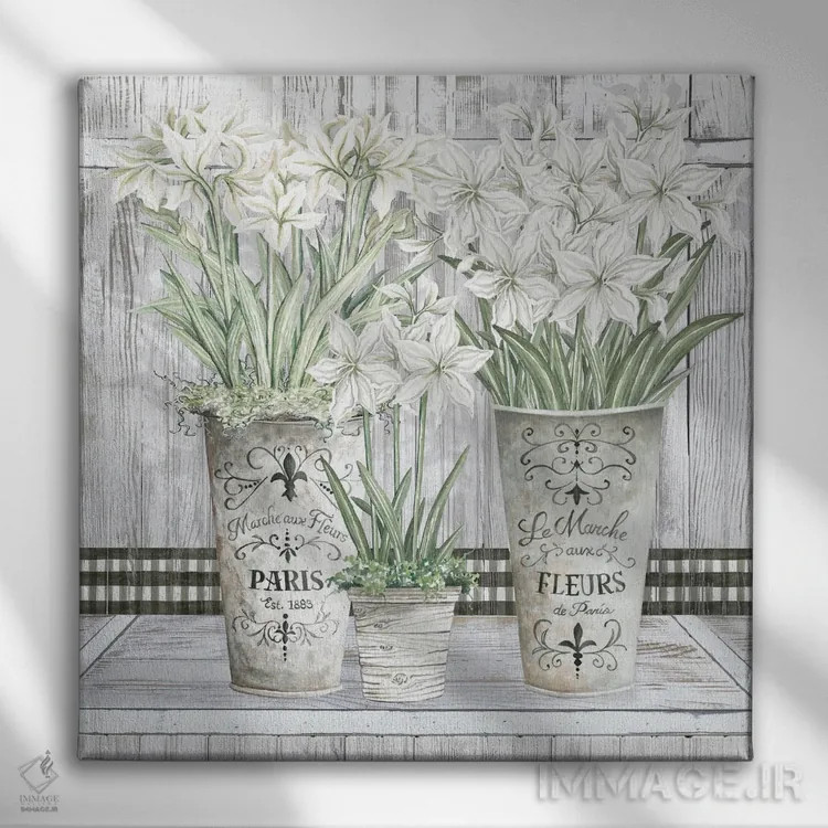 تابلو گلدانهای متعدد آمارلیس اثر سیندی جیکوبز - نمای روبهرو روی دیوار