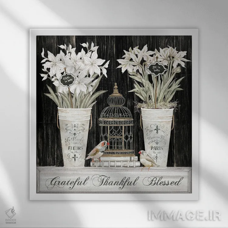 تابلو طبیعت بیجان قدردان، شاکر، مبارک اثر سیندی جیکوبز - نمای قابدار سفید