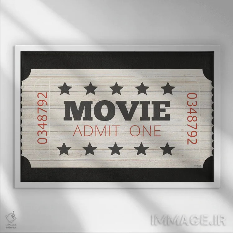 تابلو بلیت یک نفره سینما اثر سیندی جیکوبز - نمای قابدار سفید