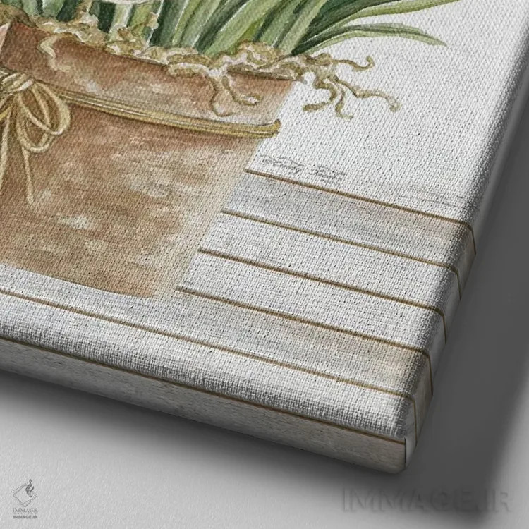 تابلو گلها و تراریوم اثر سیندی جیکوبز - نمای نزدیک بافت بوم